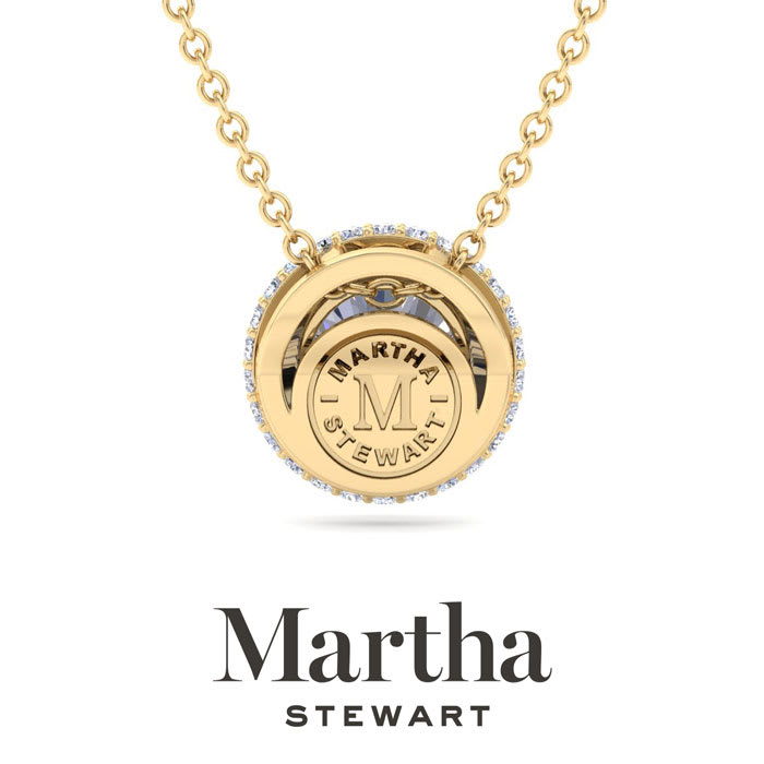 Martha Stewart 2 1/4 Carat Lab Grown Diamond Halo Necklace In 14K Yellow Gold