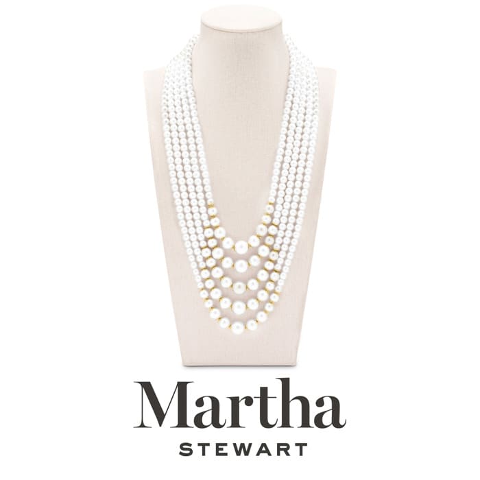 Martha Stewart Five Strand Pearl Necklace In Gold