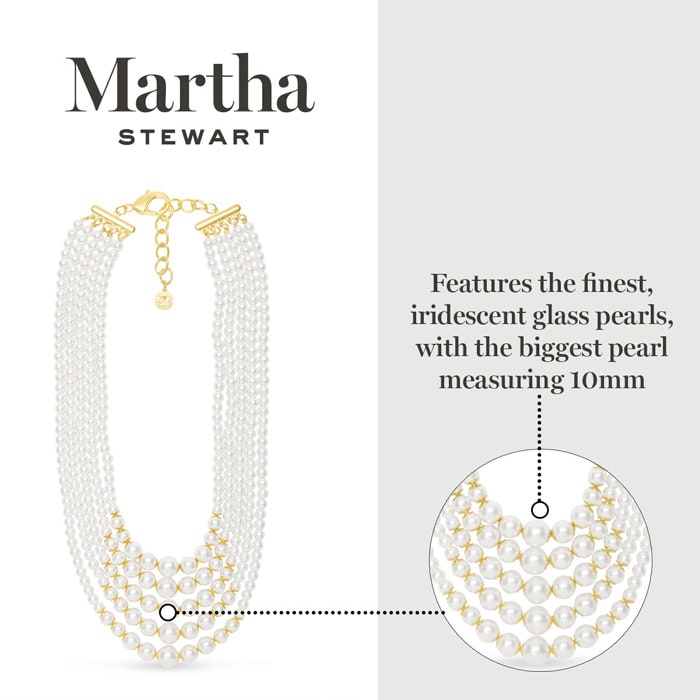 Martha Stewart Five Strand Pearl Necklace In Gold