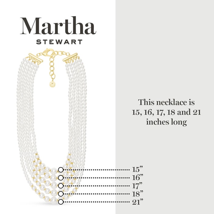 Martha Stewart Five Strand Pearl Necklace In Gold