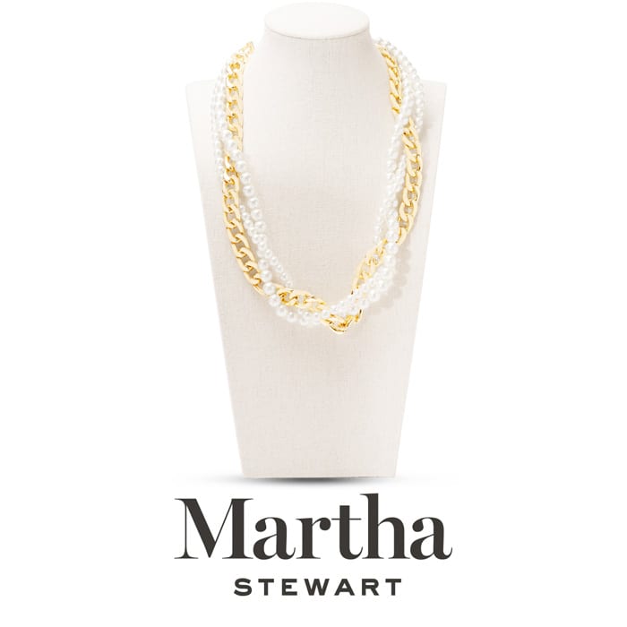 Martha Stewart Three Twisted Strand Pearl and Chain Necklace In Gold, Long
