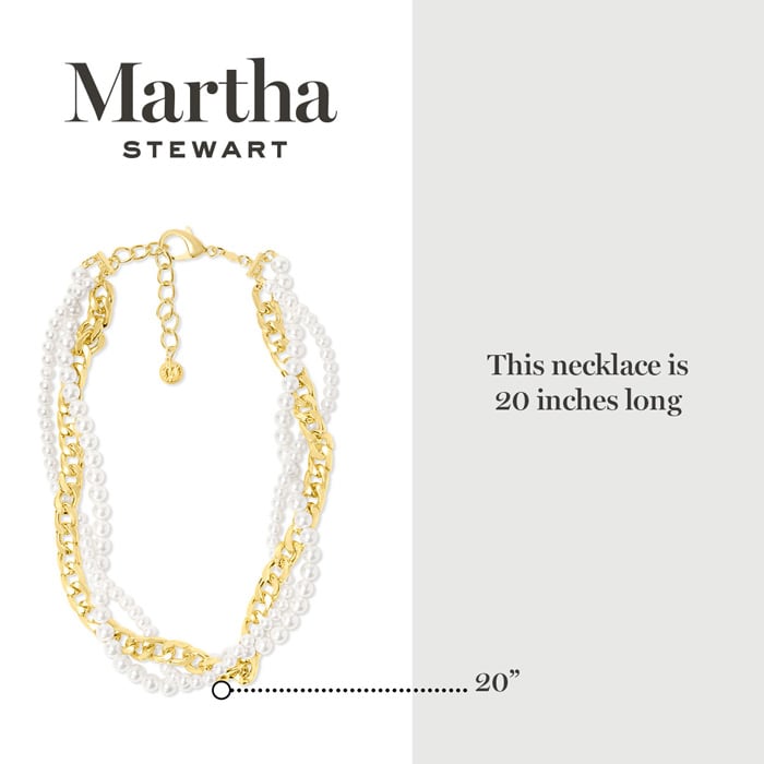 Martha Stewart Three Twisted Strand Pearl and Chain Necklace In Gold, Long