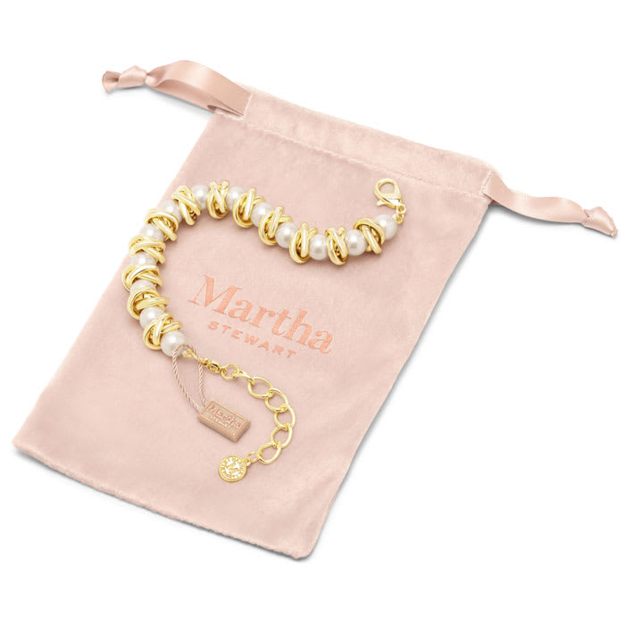 Martha Stewart Elegant Gold and Pearl Bracelet, 7 Inches