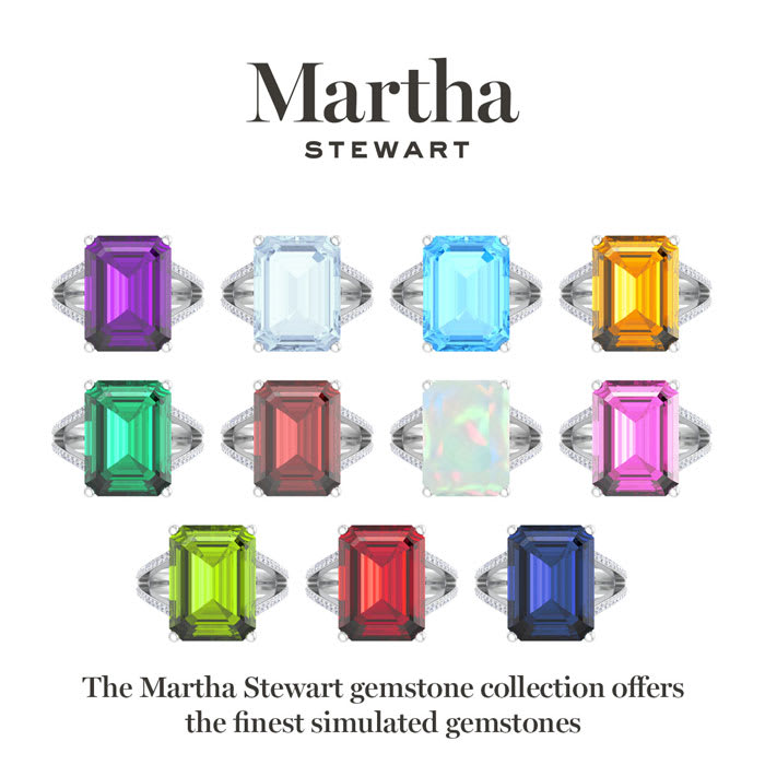Martha Stewart 10 1/4 Carat Emerald Cut Aquamarine and Lab Grown Diamond Ring In Sterling Silver