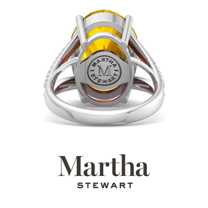 Martha Stewart 10 1/4 Carat Oval Shape Citrine and Lab Grown Diamond Ring In Sterling Silver