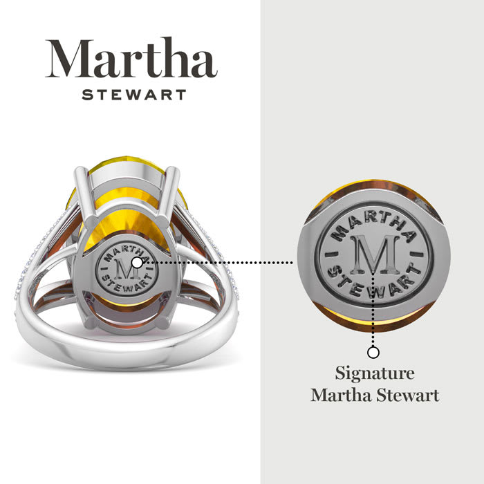 Martha Stewart 10 1/4 Carat Oval Shape Citrine and Lab Grown Diamond Ring In Sterling Silver