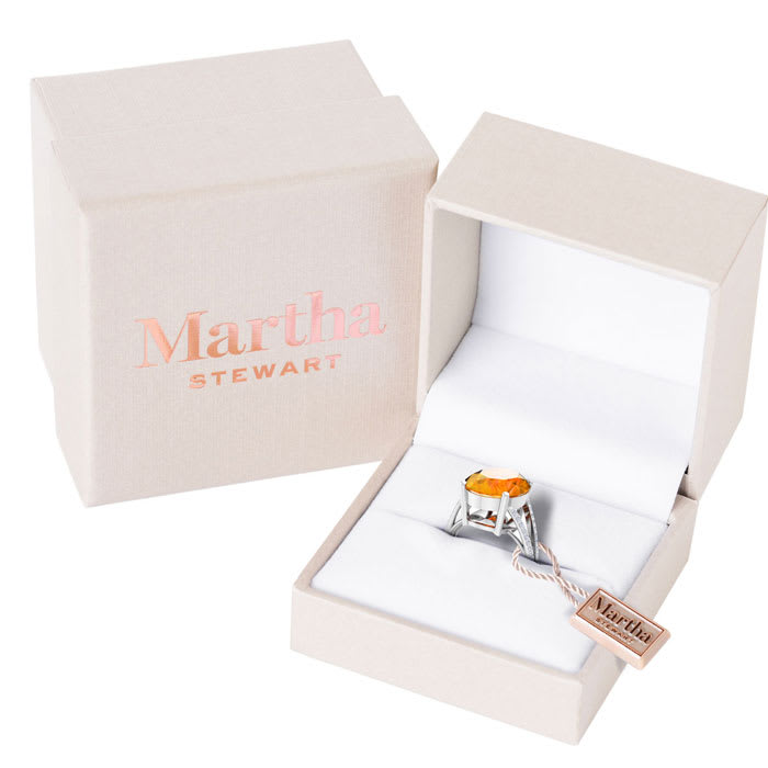 Martha Stewart 10 1/4 Carat Oval Shape Citrine and Lab Grown Diamond Ring In Sterling Silver