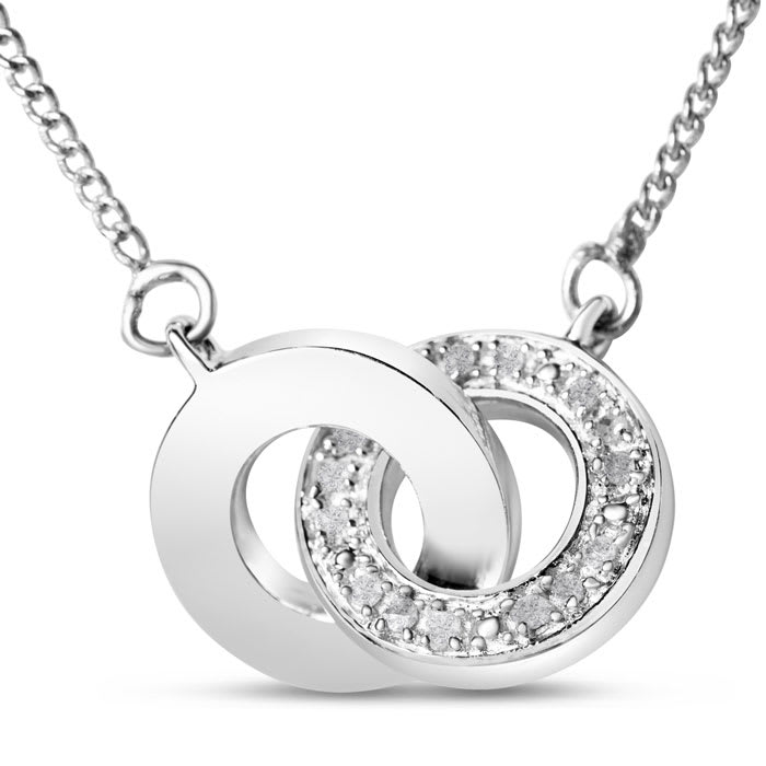 1/4 Carat Diamond Ring Necklace In Platinum Overlay, 18 Inches