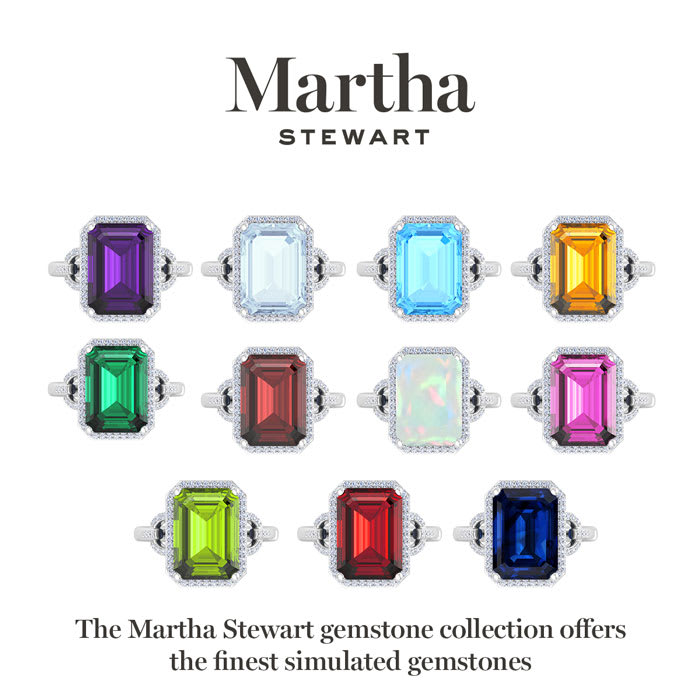Martha Stewart 7 1/3 Carat Emerald Cut Amethyst and Lab Grown Diamond Halo Ring In Sterling Silver