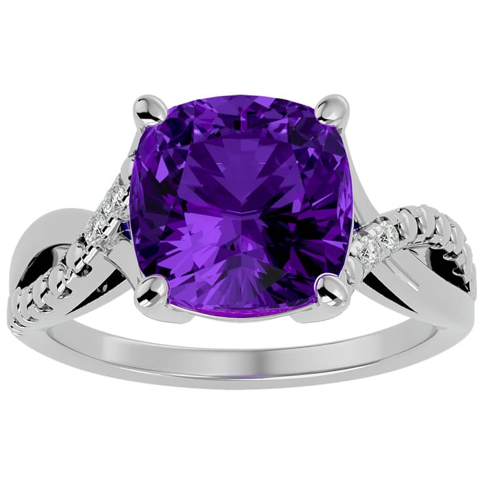 Cushion cut amethyst engagement ring new arrivals