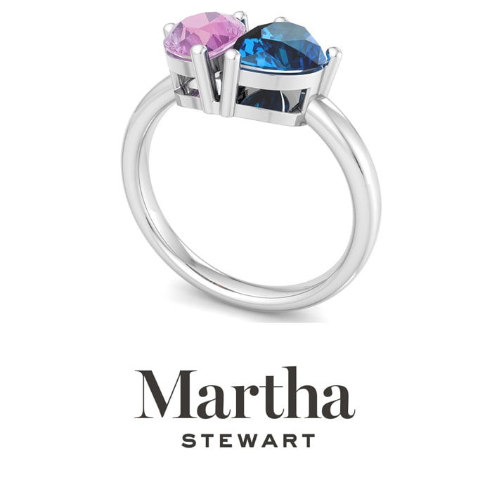 Martha Stewart 2 Carat Pink Sapphire and Blue Topaz Two Stone Ring In Sterling Silver