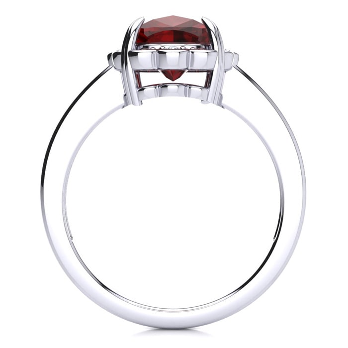 Garnet Ring: Garnet Jewelry: 2ct Cushion Cut Garnet and Diamond Ring in 10k White Gold