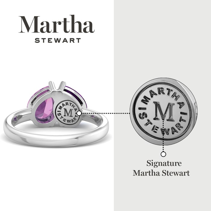 Martha Stewart 2 Carat Pink Sapphire and Amethyst Two Stone Ring In Sterling Silver