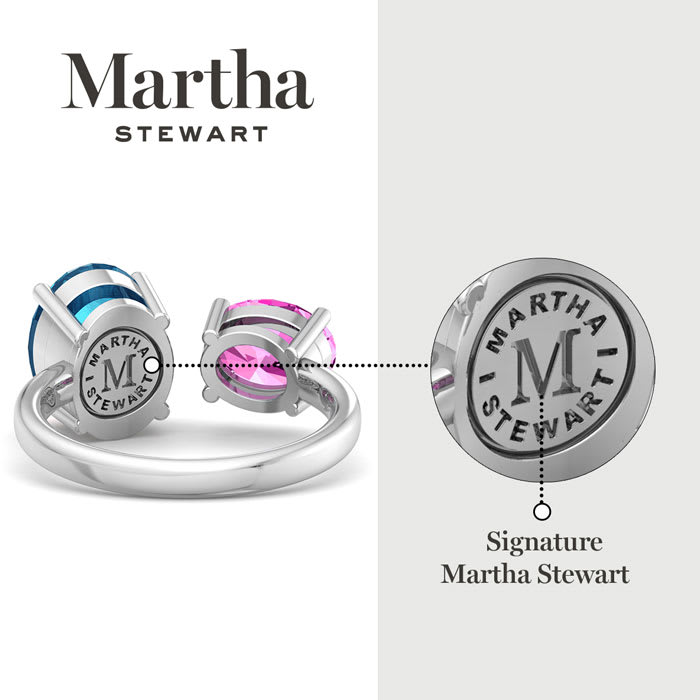 Martha Stewart 3 3/4 Carat Blue Topaz and Pink Sapphire Two Stone Ring In Sterling Silver