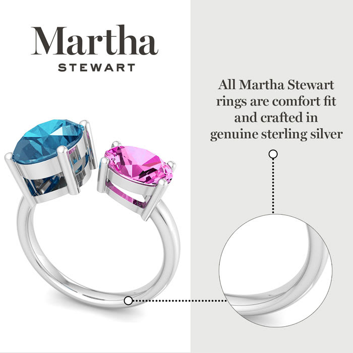 Martha Stewart 3 3/4 Carat Blue Topaz and Pink Sapphire Two Stone Ring In Sterling Silver