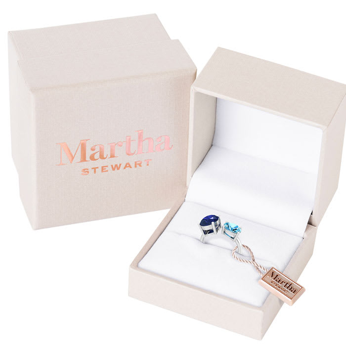 Martha Stewart 3 3/4 Carat Sapphire and Blue Topaz Two Stone Ring In Sterling Silver