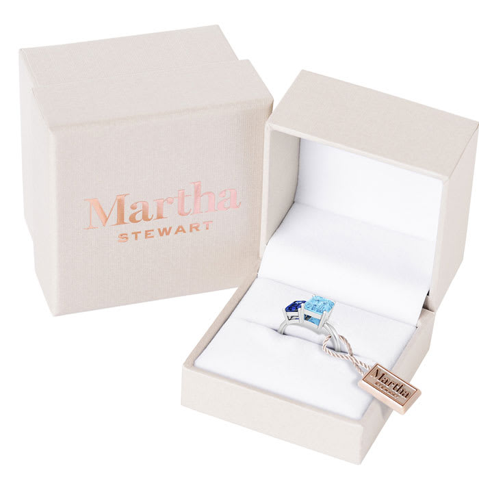 Martha Stewart 3 1/4 Carat Sapphire and Blue Topaz Two Stone Ring In Sterling Silver