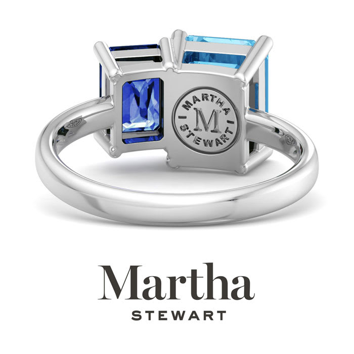 Martha Stewart 3 1/4 Carat Sapphire and Blue Topaz Two Stone Ring In Sterling Silver