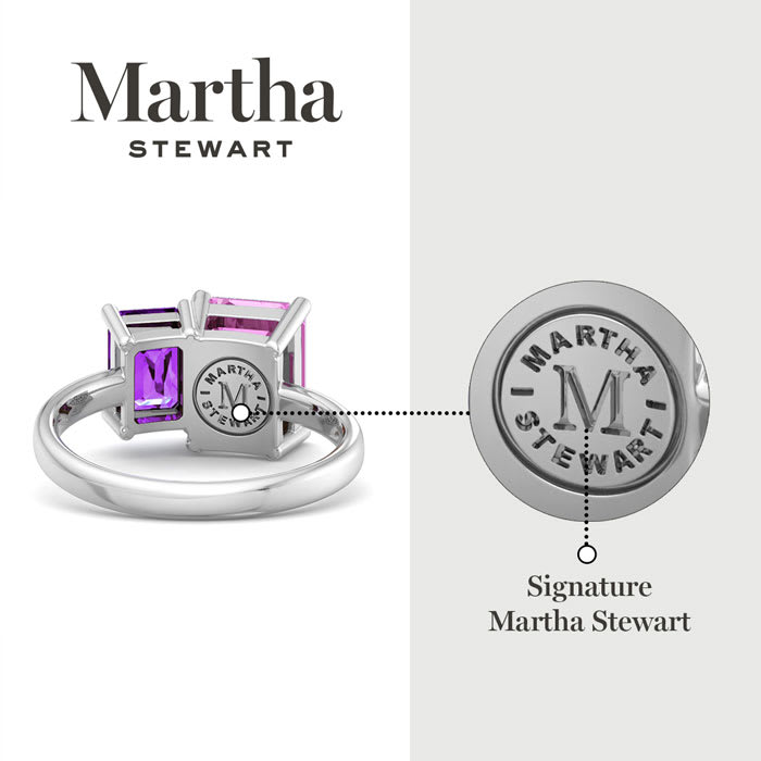 Martha Stewart 3 1/4 Carat Amethyst and Pink Sapphire Two Stone Ring In Sterling Silver