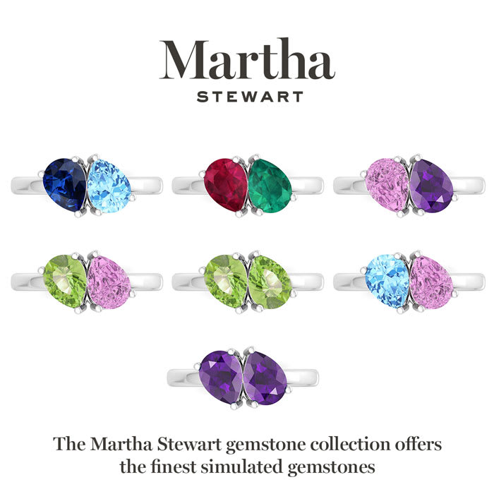 Martha Stewart 2 Carat Ruby and Emerald Two Stone Ring In Sterling Silver