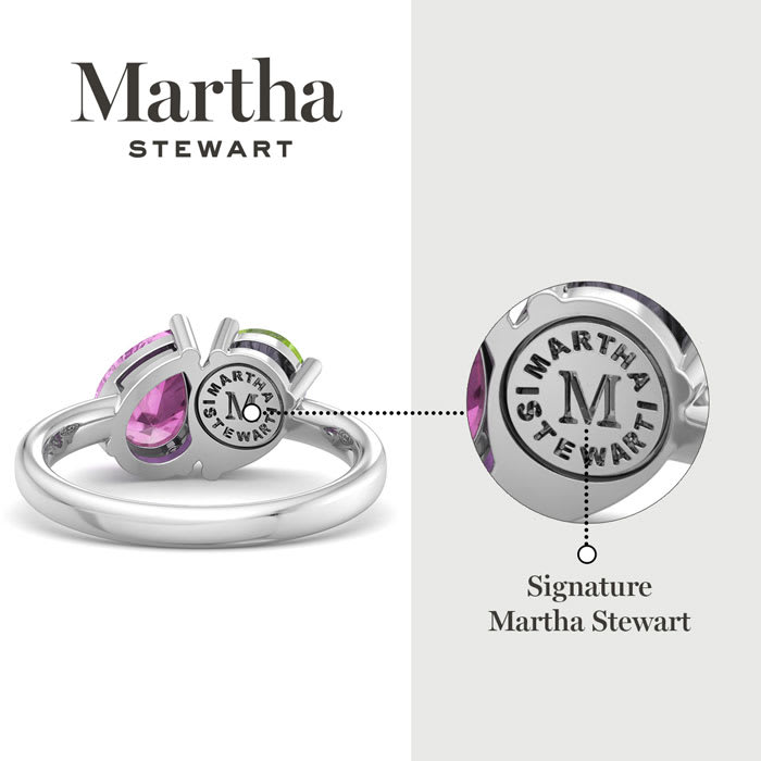 Martha Stewart 2 Carat Peridot and Pink Sapphire Two Stone Ring In Sterling Silver