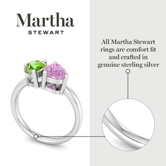 Martha Stewart 2 Carat Peridot and Pink Sapphire Two Stone Ring In Sterling Silver