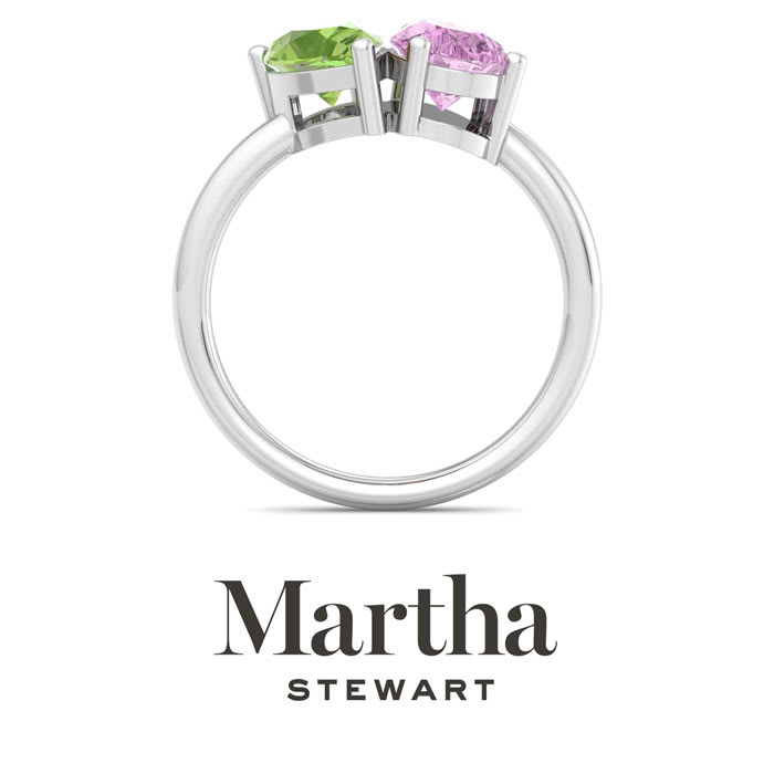 Martha Stewart 2 Carat Peridot and Pink Sapphire Two Stone Ring In Sterling Silver