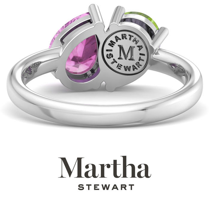 Martha Stewart 2 Carat Peridot and Pink Sapphire Two Stone Ring In Sterling Silver