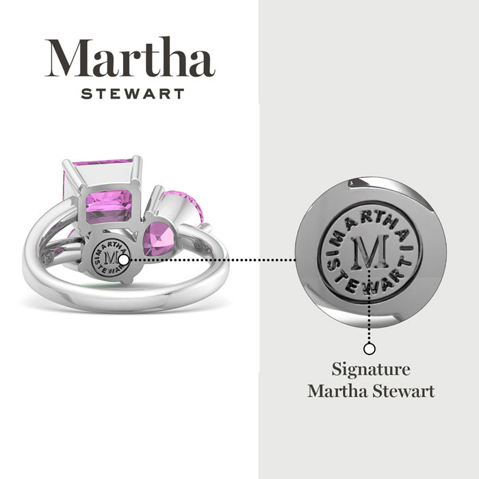 Martha Stewart 3 3/4 Carat Pink Sapphire Three Stone Cluster Ring In Sterling Silver