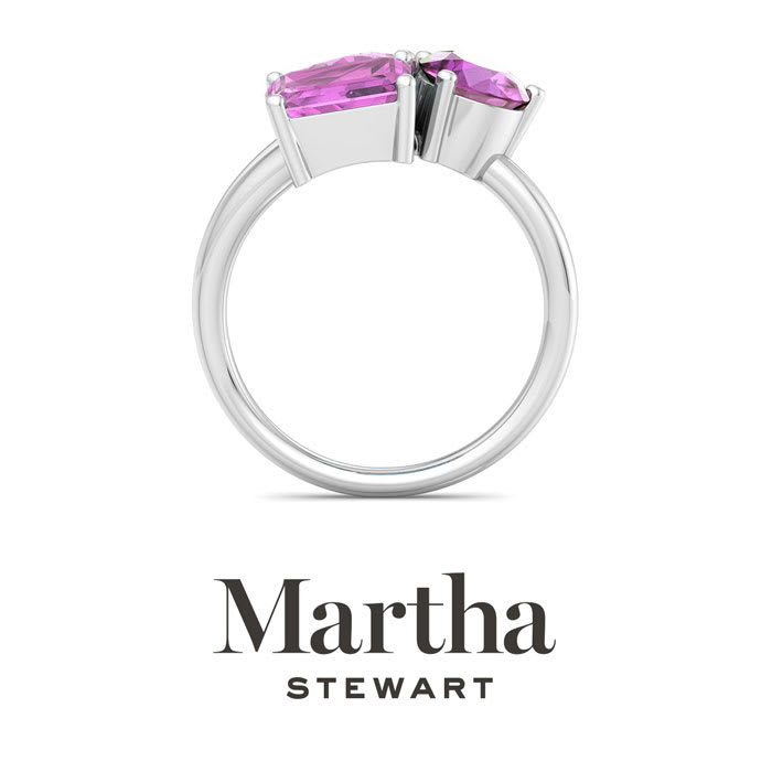 Martha Stewart 3 3/4 Carat Pink Sapphire Three Stone Cluster Ring In Sterling Silver