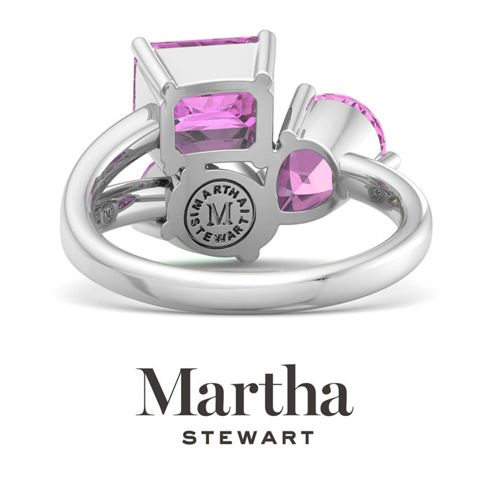 Martha Stewart 3 3/4 Carat Pink Sapphire Three Stone Cluster Ring In Sterling Silver