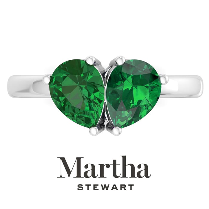 Martha Stewart 2 Carat Emerald Two Stone Ring In Sterling Silver