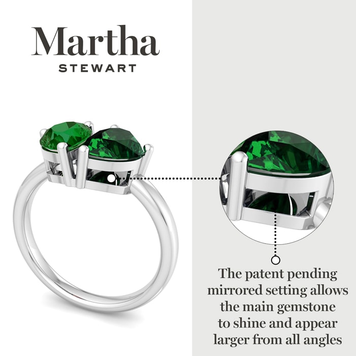 Martha Stewart 2 Carat Emerald Two Stone Ring In Sterling Silver
