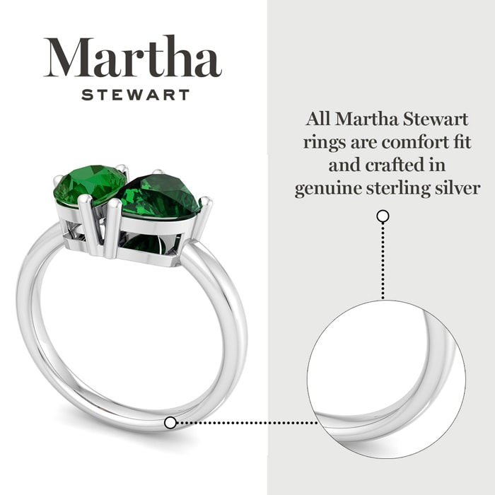 Martha Stewart 2 Carat Emerald Two Stone Ring In Sterling Silver