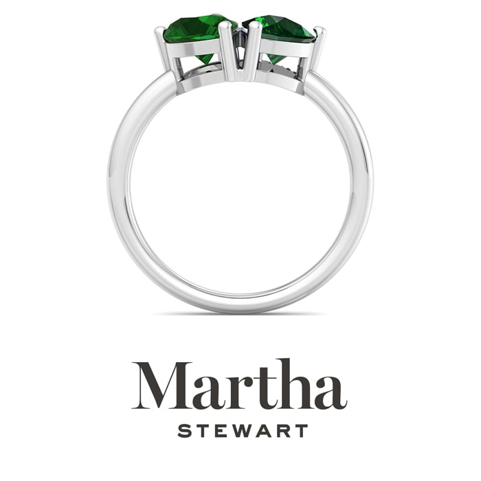 Martha Stewart 2 Carat Emerald Two Stone Ring In Sterling Silver