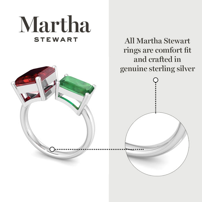 Martha Stewart 4 1/2 Carat Ruby and Emerald Two Stone Ring In Sterling Silver