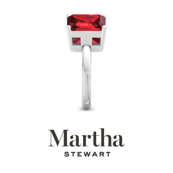 Martha Stewart 4 1/2 Carat Ruby and Emerald Two Stone Ring In Sterling Silver