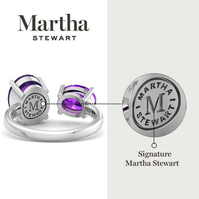 Martha Stewart 3 3/4 Carat Amethyst Two Stone Ring In Sterling Silver