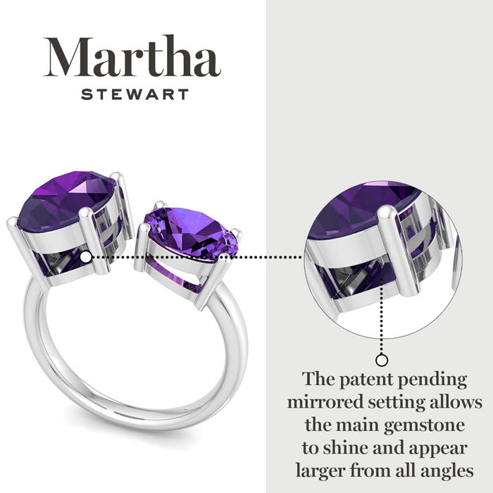 Martha Stewart 3 3/4 Carat Amethyst Two Stone Ring In Sterling Silver