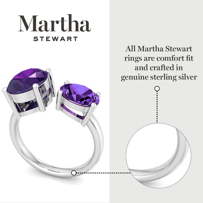 Martha Stewart 3 3/4 Carat Amethyst Two Stone Ring In Sterling Silver