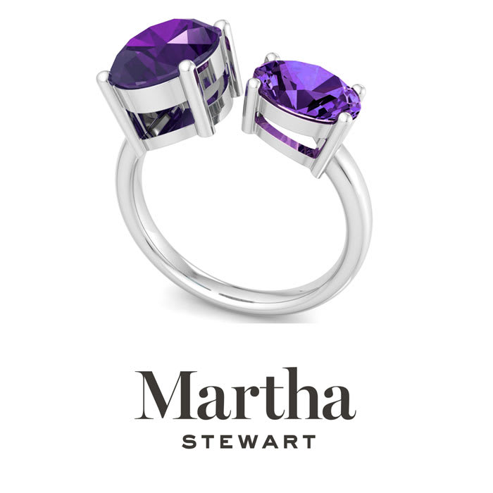 Martha Stewart 3 3/4 Carat Amethyst Two Stone Ring In Sterling Silver