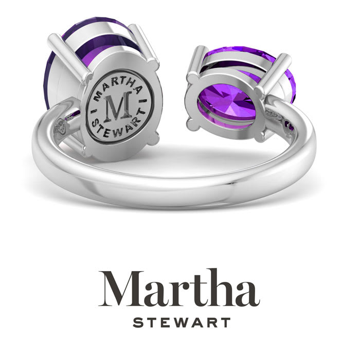 Martha Stewart 3 3/4 Carat Amethyst Two Stone Ring In Sterling Silver