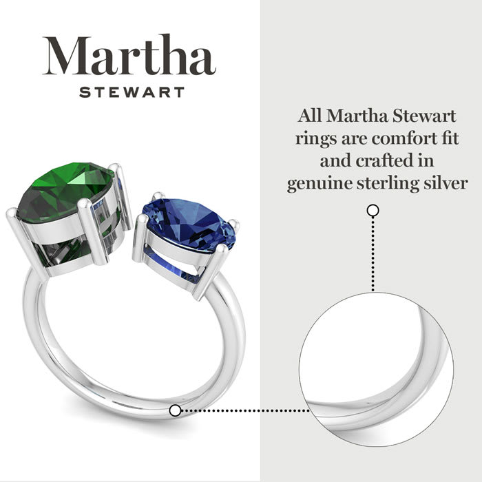 Martha Stewart 3 3/4 Carat Emerald and Sapphire Two Stone Ring In Sterling Silver