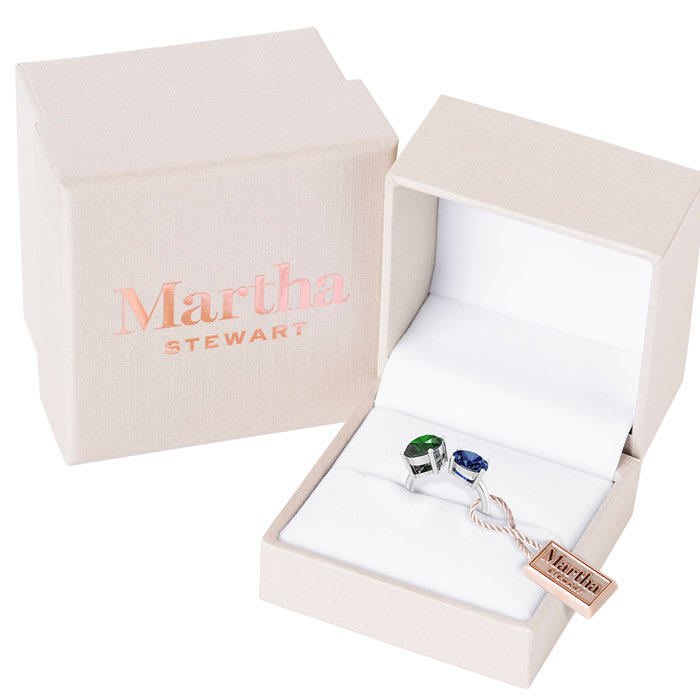 Martha Stewart 3 3/4 Carat Emerald and Sapphire Two Stone Ring In Sterling Silver
