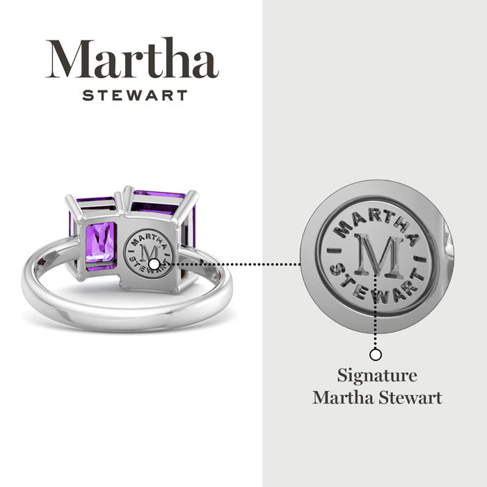 Martha Stewart 3 1/4 Carat Amethyst Two Stone Ring In Sterling Silver