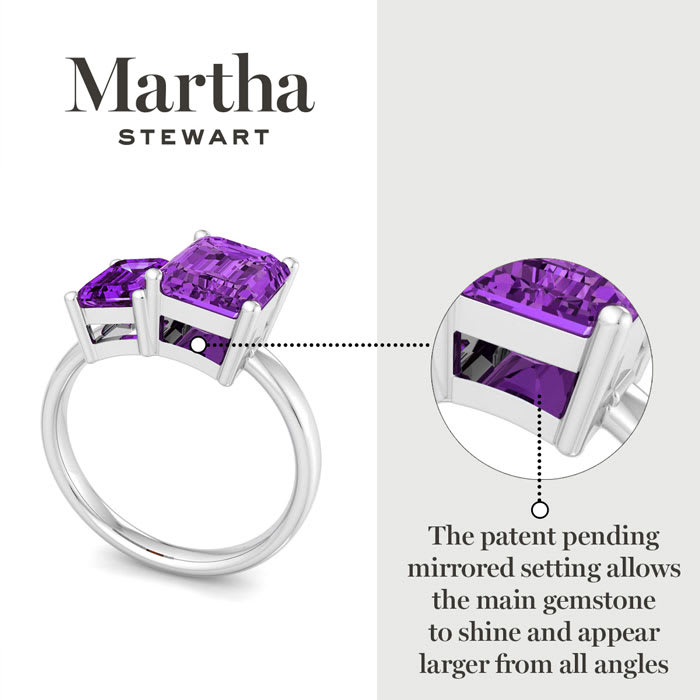 Martha Stewart 3 1/4 Carat Amethyst Two Stone Ring In Sterling Silver