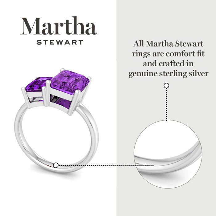 Martha Stewart 3 1/4 Carat Amethyst Two Stone Ring In Sterling Silver