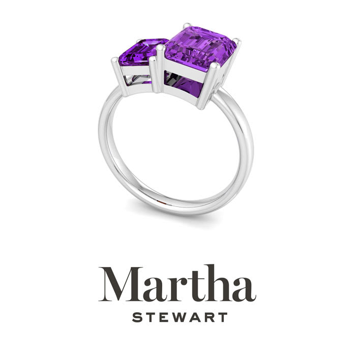 Martha Stewart 3 1/4 Carat Amethyst Two Stone Ring In Sterling Silver