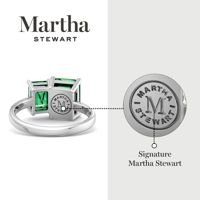 Martha Stewart 3 1/4 Carat Emerald Two Stone Ring In Sterling Silver