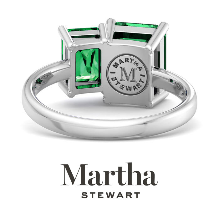 Martha Stewart 3 1/4 Carat Emerald Two Stone Ring In Sterling Silver